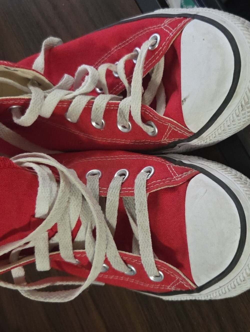 Converse Kids Red Canvas High-Top Sneakers with Cream Laces